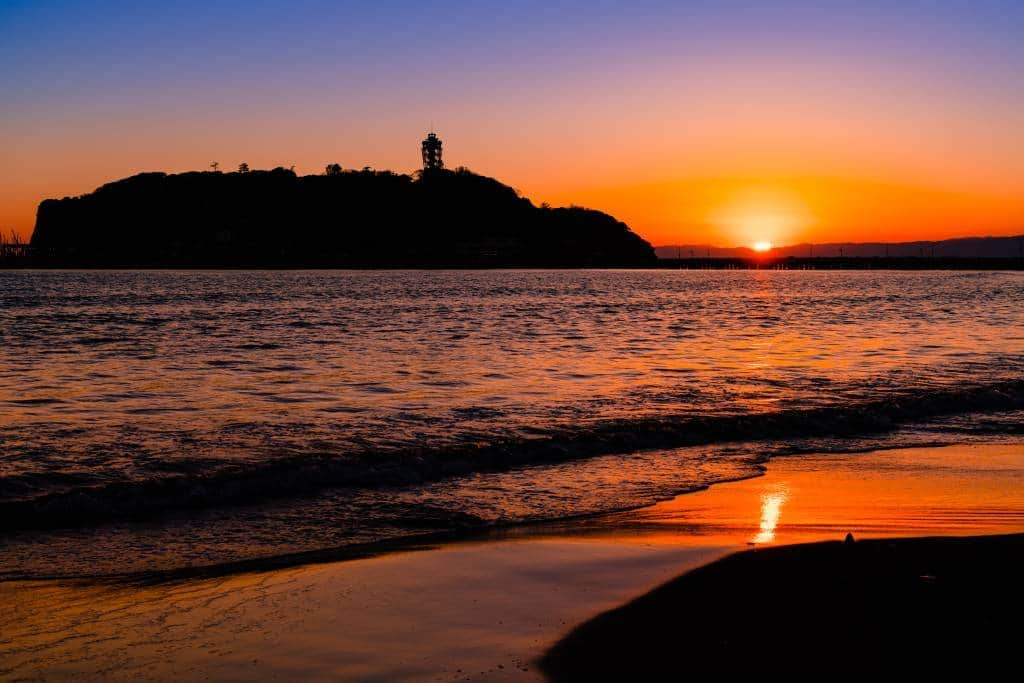 Beautiful sunset in Enoshima, Kanagaw, Japan.