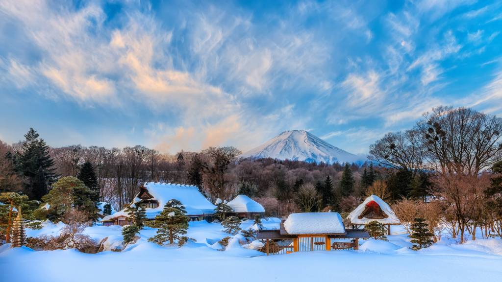 Japan Winter snow town