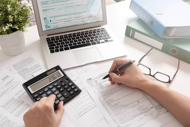 tax filing papers on a desk