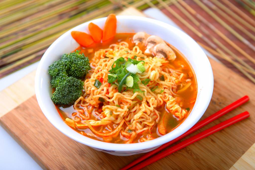 ramen and vegetables homecooking