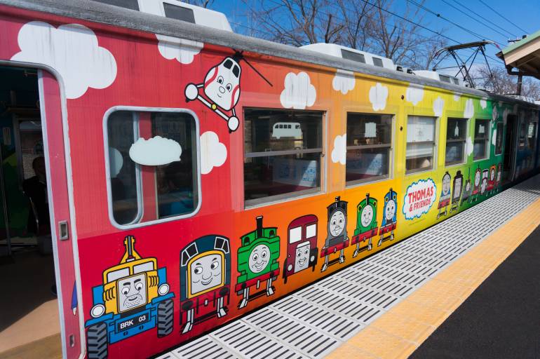 Thomas the tank engine themed train from Tokyo to mt fuji