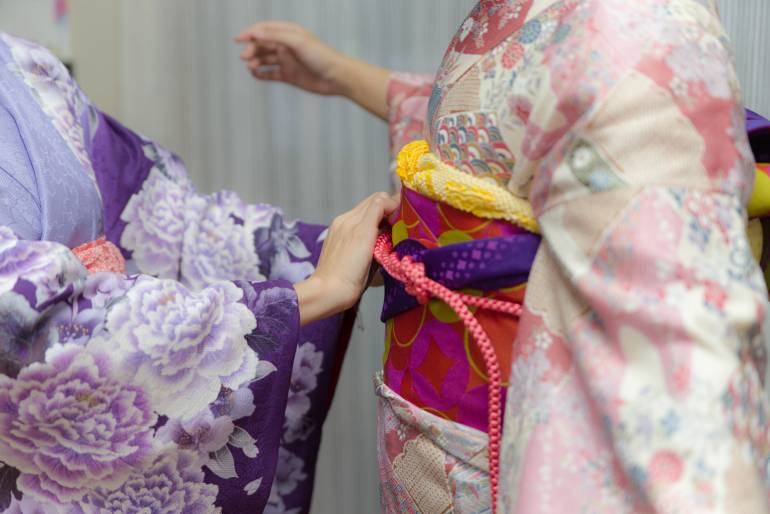 Japanese woman wearing a kimono