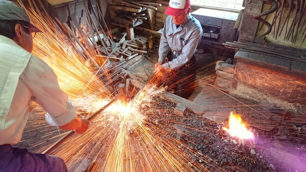 blacksmiths at work in the manyo hut, nagahama