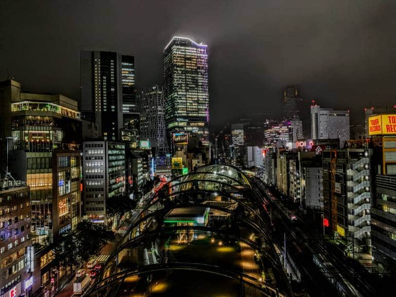 night view of shibuya skyline