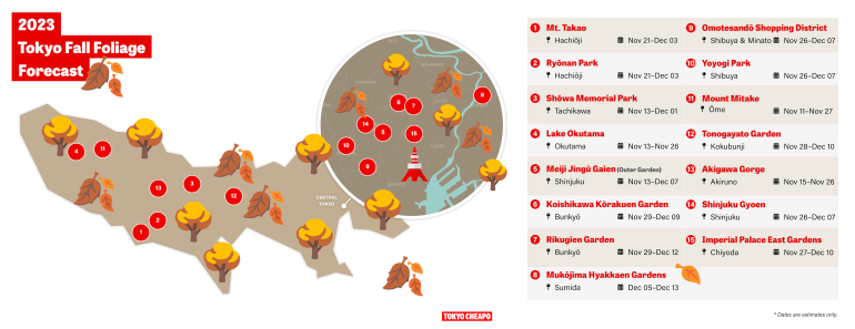 best places to see autumn leaves in Tokyo